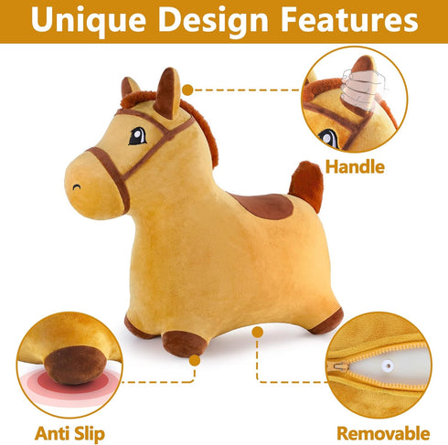 18 2 3 4 iPlay, iLearn Bouncy Pals Hopping Horse, Toddler Girl Boy Inflatable Bouncing Animal Hopper Toy, Outdoor