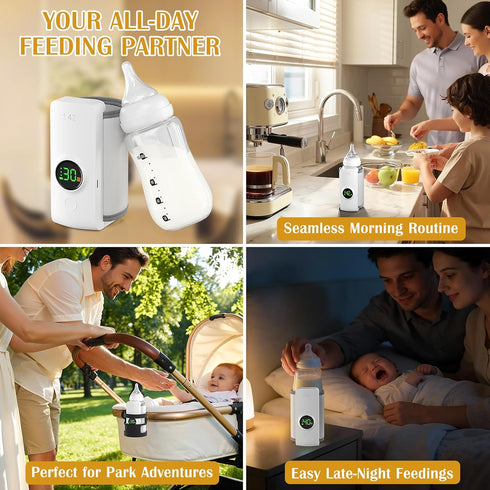 Generic 6-Speed Control(37C 55C 98F 131F), 6000mAh 360 Portable Bottle Warmer with Live Display, Temp to / to Battery