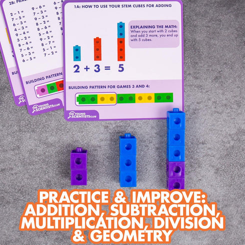 STEM Cubes, 100+ Math Manipulatives for Kids Ages 4-8, 4-in-1 Educational Games for Learning Through Play