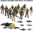Army Toys Playset with 12 Realistic Army Men Action Figures and Weapon Gear Accessories, Military Toy Soldiers for Boys Girls Gift