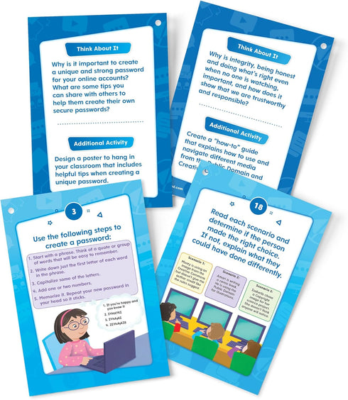 hand2mind 8+, 8-12, Digital Citizenship Intermediate Task Cards, Ages Computer Science & Technology for Kids STEM