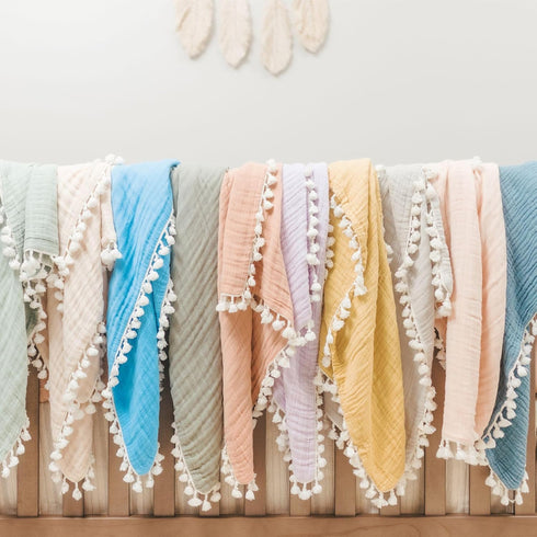Crane Baby Muslin Swaddle Blanket - Soft Cotton Lightweight Nursery and Stroller Blanket for Baby Boys & Girls, Desert