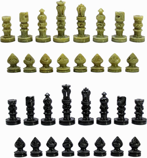 StonKraft Natural Stone Chess Pieces - 3" King Chessmen for Board Games and Accessories
