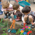 Set Wheelbarrow, Age3+ unanscre Gardening Tool for Kids, with Toddler Watering Can, Spray Bottle, Double Rake, Shovel