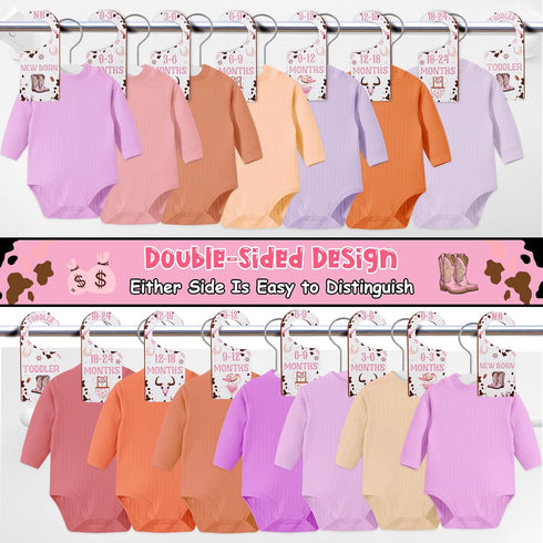 Closet 8PCS, Baby Dividers Western Cowgirl/Wild West Rodeo Themed Wooden Double-Sided Clothes Size Hanger Organizer