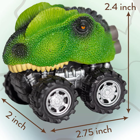 6 Pack Pull Back Dino Cars, Dinosaur Car Toys for Kids, Pull Back Dinosaur Cars Set