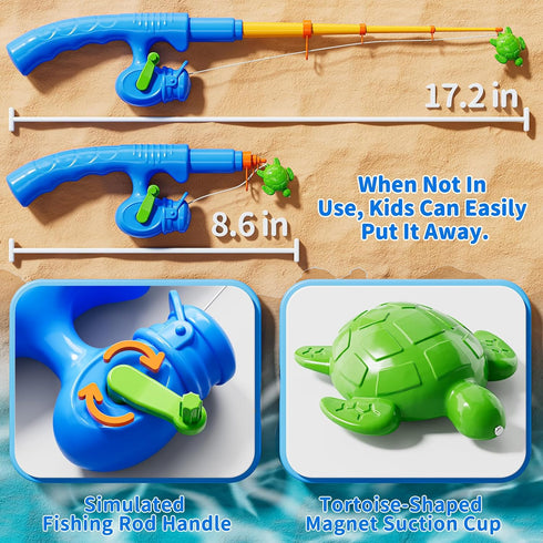 3-5 3 4 5 6 7 8 JUKUDAHU Magnet Fishing Toys Game for Kids - Floating Fish Toys with Inflatable Kiddie Pool, Bath