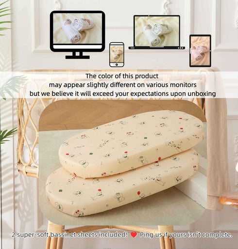 2 Pack 32 16 4 inches SDY Dog Bassinet Sheets Boys Girls,Fit for Rectangle, Round, Oval, Hourglass Mattress, Flexible