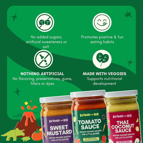 Beyond the Bib 24+ - Toddler and Kids Healthy Meal Sauces and Dips - Made with Vegetables, No Added Sugar, No Salt, No