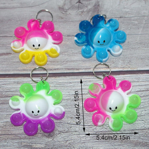 Goodangie00 50 Packs Rainbow Mini Pop Octopus Fidget Keychain GiftSmall Christmas Party Fidgets Favors Bubble Anxiety