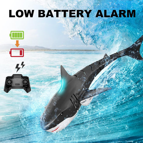 8-12, 2.4GHz 60 Remote Control Shark Pool Toys for Kids Age Waterproof RC Boat, Toy Shark with Light for Mins Play