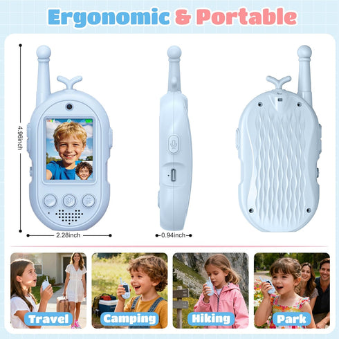 Gofunly Kids-2 Pack, 3-12 Video Walkie Talkies for Kids Walkies Talkies with Voice Changer & Sticker Effect
