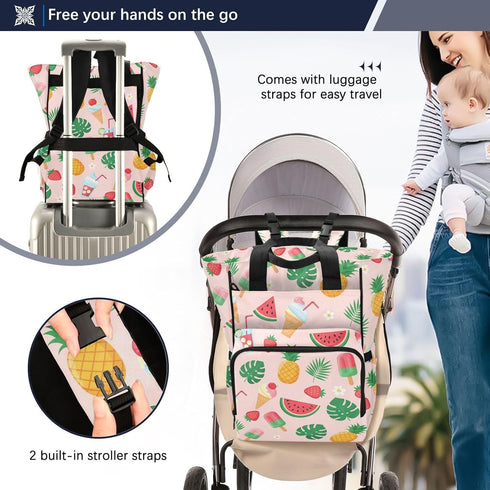 SPRIPORT Backpack Backpack Pineapple Ice Cream Pink Pattern Diaper Bag for Baby Boys Girls Multifunction Baby