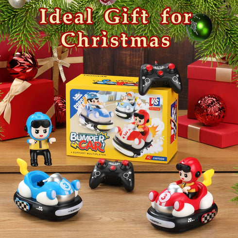 TAGGIVAN (2 Set) 2-Player 38, Remote Control Bumper Cars Toy Cars Rechargeable RC Ejector Vehicles with Music & Lights