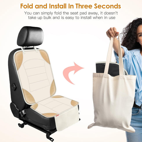 2 (1-Pack, Sinvitron Car Seat Protector for Child Car Seat - Waterproof Non-Slip Leather Mat with Mesh Pockets