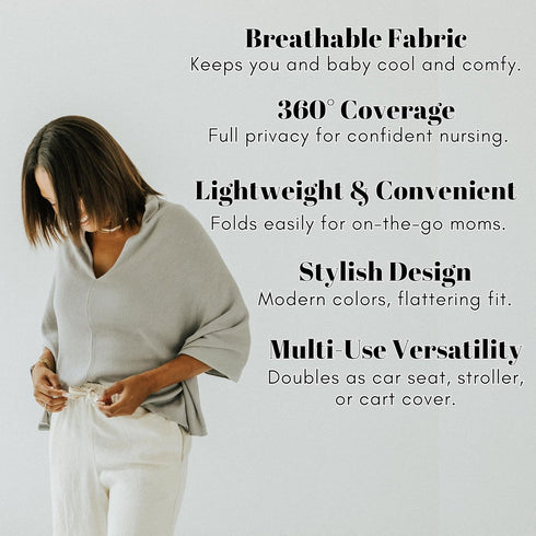 Nursing Cover for Breastfeeding | Soft & Breathable | Full Coverage | Stretchable Modal Fabric | Wide Viewing Neck