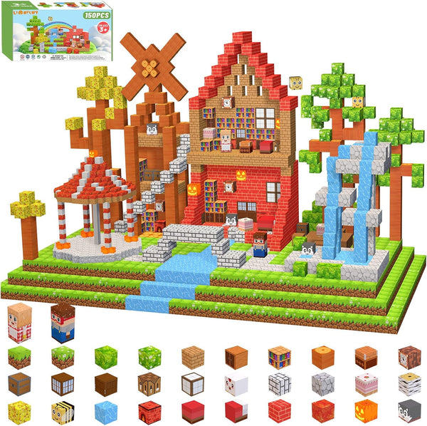LionFuny 150PCS Magnetic Blocks,Magnetic Building Blocks,Magnet Blocks 3D Building Set for Kids