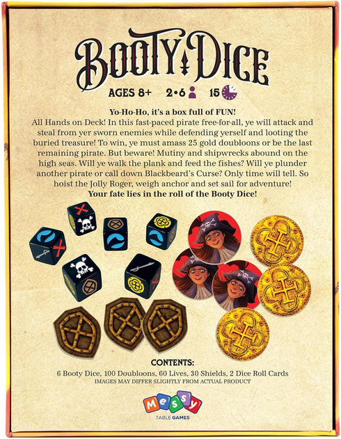 Booty Dice - Quick Pirate Dice Game for Family Game Night, Perfect for Kids and Adults, Ages 8+