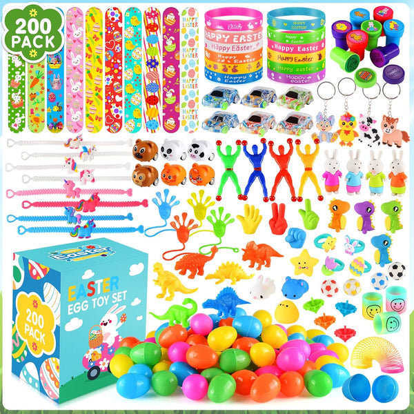 LACCHOUFEE 100Pcs Prefilled Easter Eggs with Toys, Filled Easter Eggs for Basket