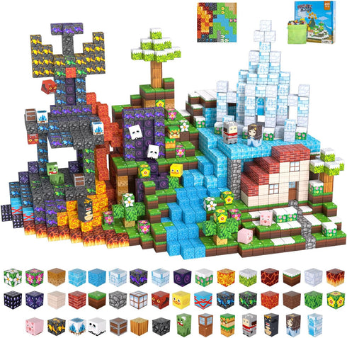 200PCS Magnetic Blocks, Magnetic Building Block Cube Toys with Magnet Board for