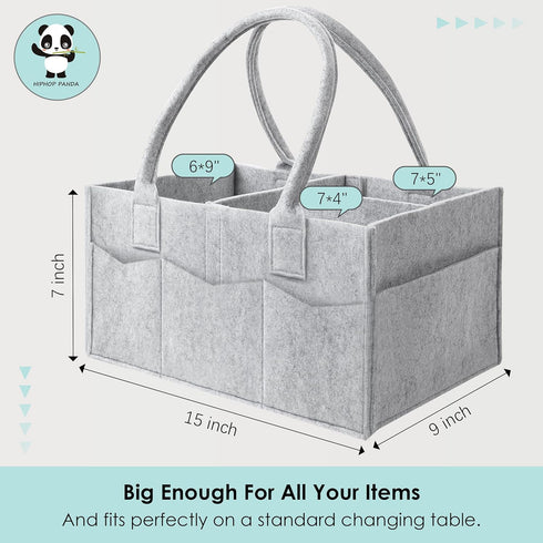 2-Pack Set HIPHOP PANDA Diaper Caddy Organizer - Newborn Essentials Baby Registry Must Haves - Sturdy Nursery Storage