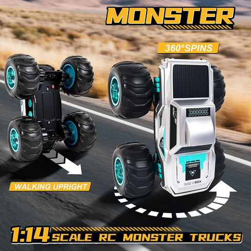 612, Waterproof Amphibious Remote Control Truck for Kids, Gyroscope Self-Balancing Monster Truck with Wheelie Stunts