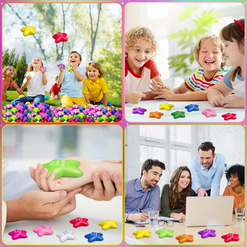 100PCS SHQDD Bulk Star Stress Balls for Adults & Kids - Motivational Quotes Soft Foam Stress Relief Squeeze Toys