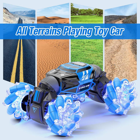 Powerextra Pro 6-12 2.4GHz 4WD 360 Gesture RC Car, Gesture Sensing RC Stunt Car Toys with Lights & Dance for Kids yr