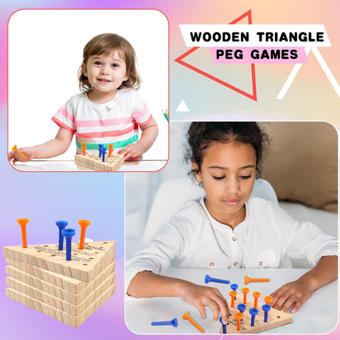 30 Packs Wooden Peg Game - Tricky Triangle Family Wooden Board Game, Strategy Toy for Travel Gathering Teens Adults