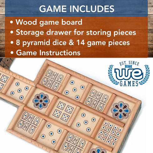 WE Games Royal Game of UR, Ancient Strategy Board Game for 2, Solid Wood with Storage Drawers