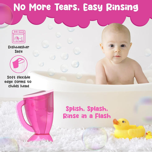 Pink Baby Rinser Cup and Bath Pail - Non-Toxic, BPA-Free, Tear-Free Bathing Accessory for Kids