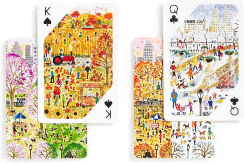 Galison Four Seasons Playing Card Set – 2 Standard Decks Featuring Unique Cityscapes and Landscapes