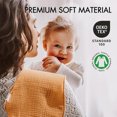 Organic Muslin Burp Cloths for Babies, 10 Pack Extra Soft and Absorbent Spit Up Rags for Boys Girls