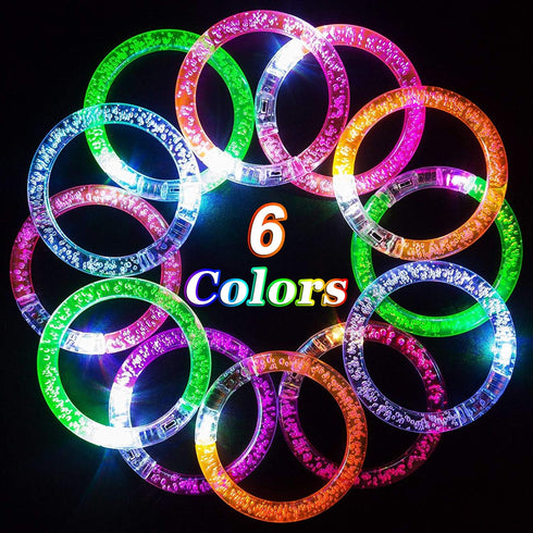 AMENON 24 Pack Glow In The Dark LED Bracelets for Kids/Adults, Flashing Light Up Party Favor, Classroom, Halloween