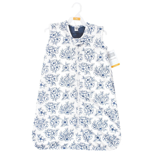 Hudson Baby Unisex Baby Plush Faux Fur Sleeping Bag, Wearable Blanket, Blue Toile, 12-18 Months