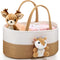 FoldTier Cute Deer Diaper Caddy Organizer Cotton Rope Woodland Nursery Storage Bin
