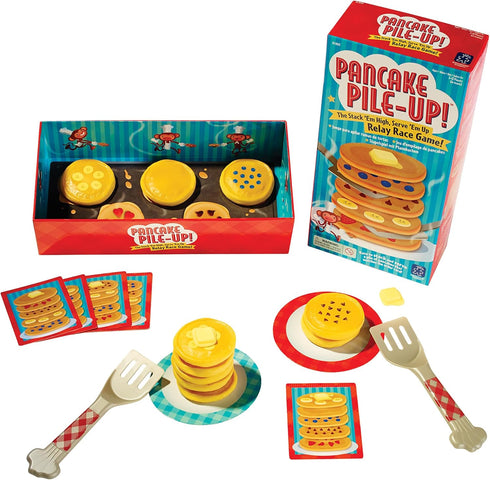 Pancake Pile-Up Sequence Relay Board Game for Preschoolers, 2-4 Players