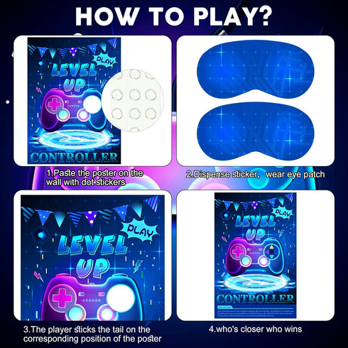 ASTARON Pin The Button on The Video Game Party Game: 30 Video Game Button Stickers, Game Theme Birthday Party Supplies