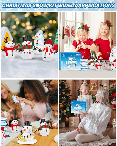 16 Pack Snowman Kit, Build a Snowman Craft Kit for Kids, Christmas Craft Creative Air Dry Clay Modeling Dough Crafts