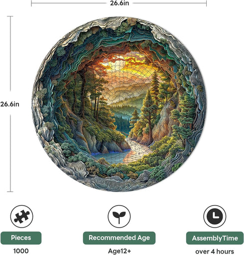 1000 3D 26.6 26.6in 1000 Piece Puzzle for Adults, Visual Cave Forest Jigsaw Puzzles for Adult, x Pieces Flat Puzzle