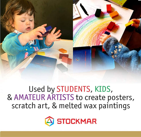 Stockmar Beeswax Block Crayons, Set of 8 Non-Toxic Jumbo Crayons for Kids & Adults, Waldorf Art Supplies in Storage Tin