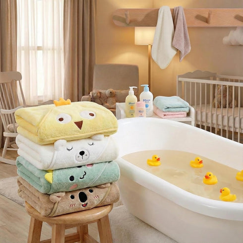 Gucilulu 4 Pack Hooded Baby Towel - Premium Soft Bath Towel for Baby, Newborn,Infant - Ultra Absorbent,Natural Baby