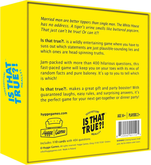Hygge Games is That True?! – Trivia Party Game, Can You Tell the Difference Between Wacky Fact and Fiction?