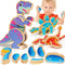 Dinosaur Toys for Kids 3-5,Wooden Magnetic Dino Take Apart Building Blocks Toys