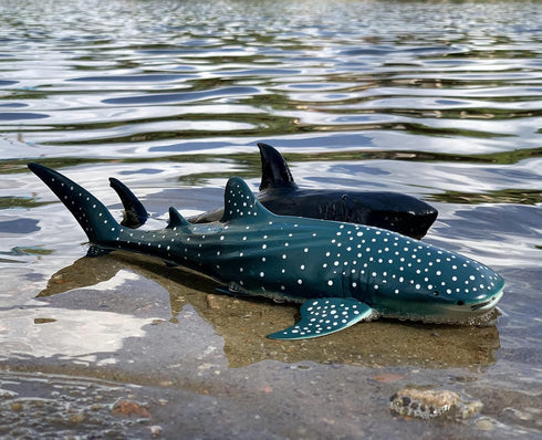 Gemini&Genius Sea Animal Great White Shark and Whale Shark Action Figure Set, Soft Rubber Marine Animal Model Toys for