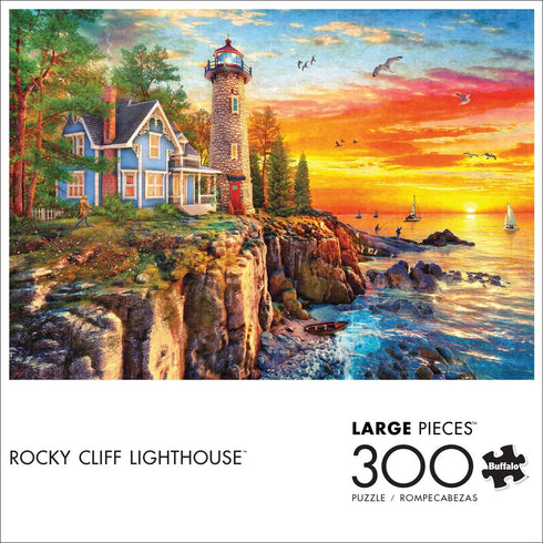 Buffalo Games - Dominic Davison - Rocky Cliff Lighthouse - 300 Piece Jigsaw Puzzle for Families Challenging Puzzle Perfect for Game Nights