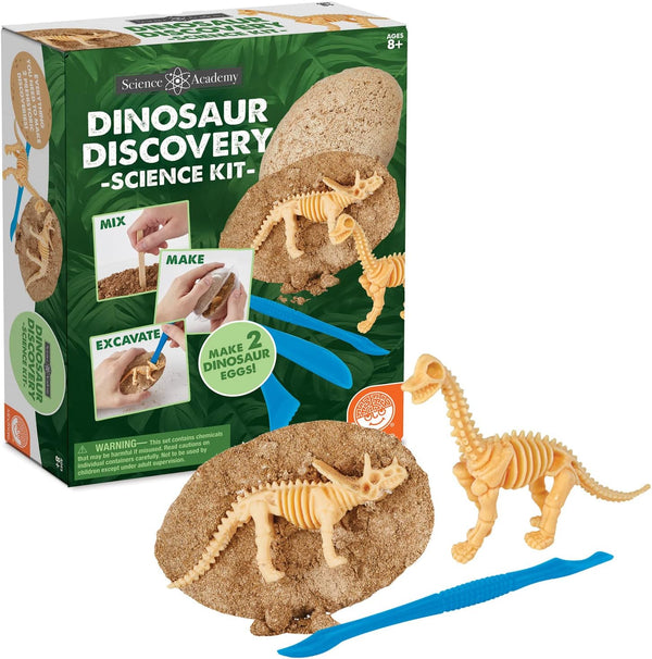 MindWare Dino Egg Dig Kit, Make 2 Giant Dino Eggs and Excavate the Dinosaur, Includes Science Experiment