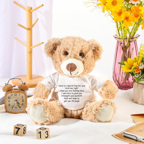A Bear Hug Get Well Soon Gift, Plush Stuffed Animal for Sympathy (Khaki)