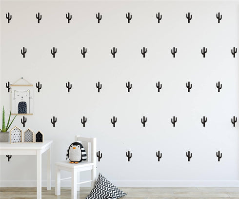 JOYRESIDE 48 Pieces/Set Cactus Vinyl Wall Decals for Baby Kids Bedroom Living Room Art Decor YMX20 (Black)