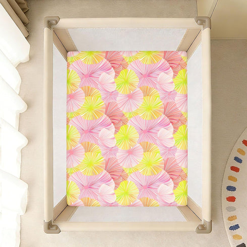 miaozhen 1 Pack 52x28 Cotton Crib Sheets for Baby Boys Girls Soft James Style Tie-dye Pink Yellow Unisex Child Crib